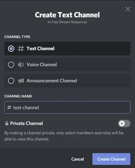 discord create text channel