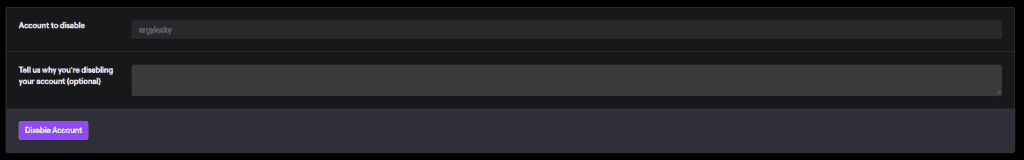 Account to disable Twitch