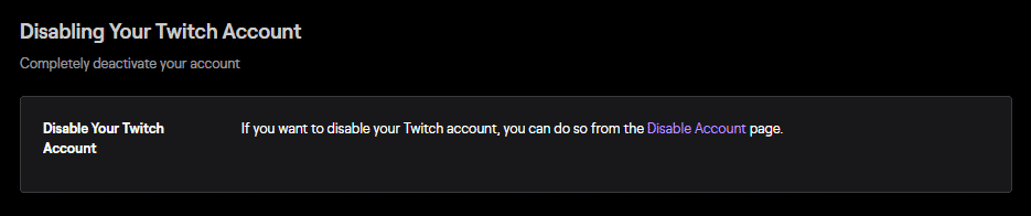 Disable Twitch account