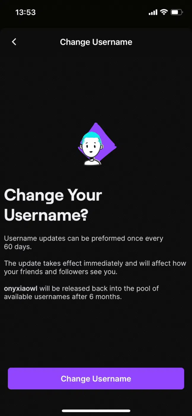 ios change username twitch