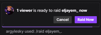raid now on Twitch