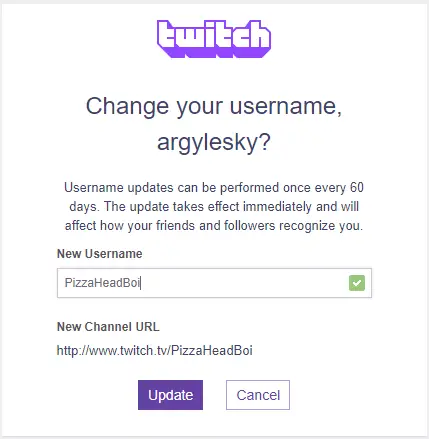 twitch change username