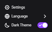 twitch settings dark theme