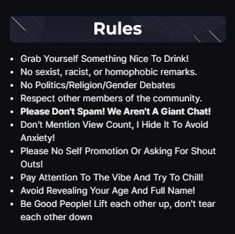 Example of chat rules for twitch