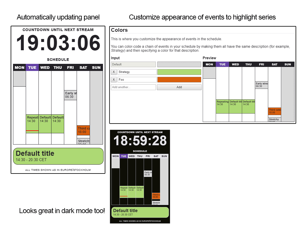 Google Calendar stream schedule