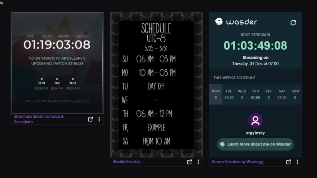 How Add A Stream Schedule Widget - StreamScheme