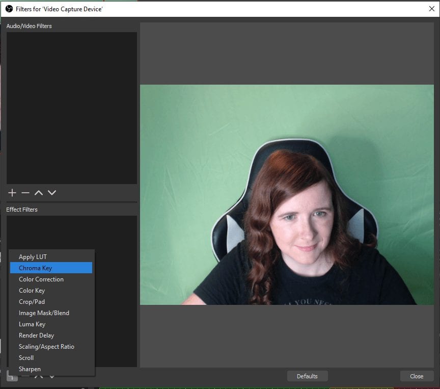 obs green screen chroma key