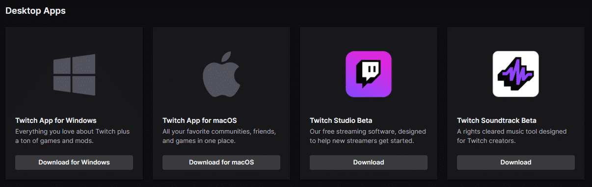 Twitch desktop apps