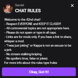 Sacriel Chat Rules