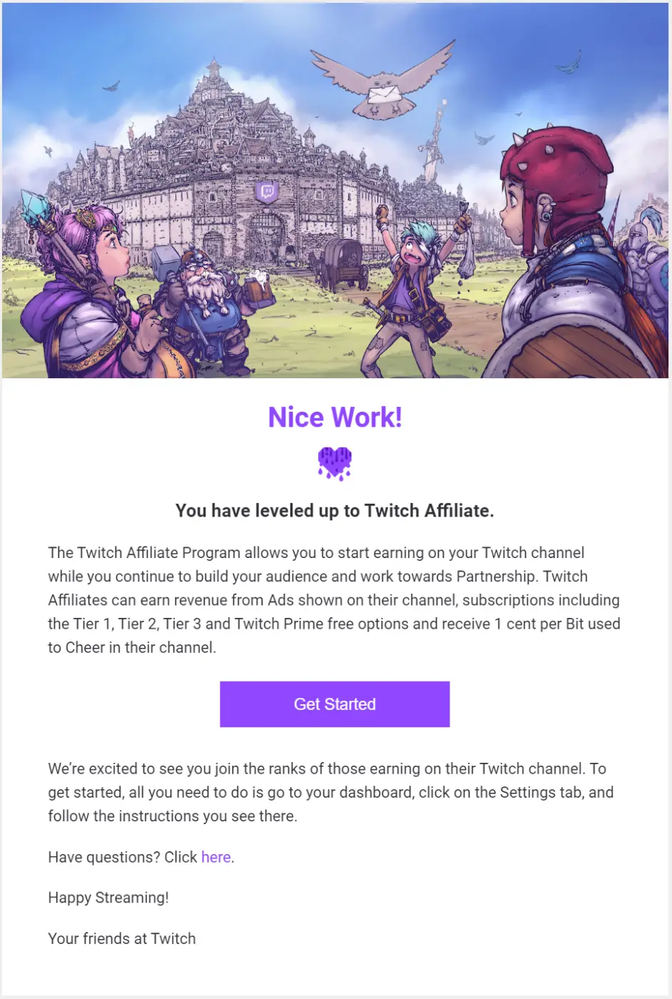 Twitch Affiliate Invite Email
