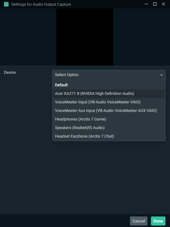 choose audio output streamlabs