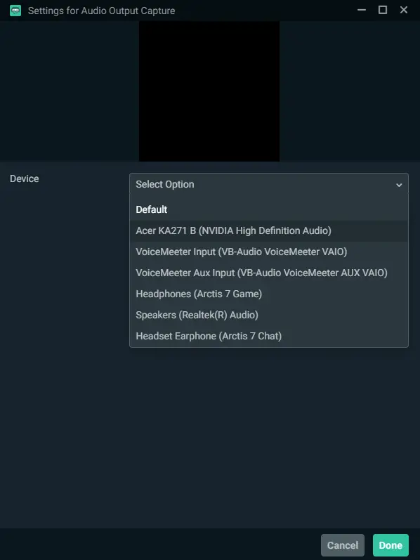 choose audio output streamlabs