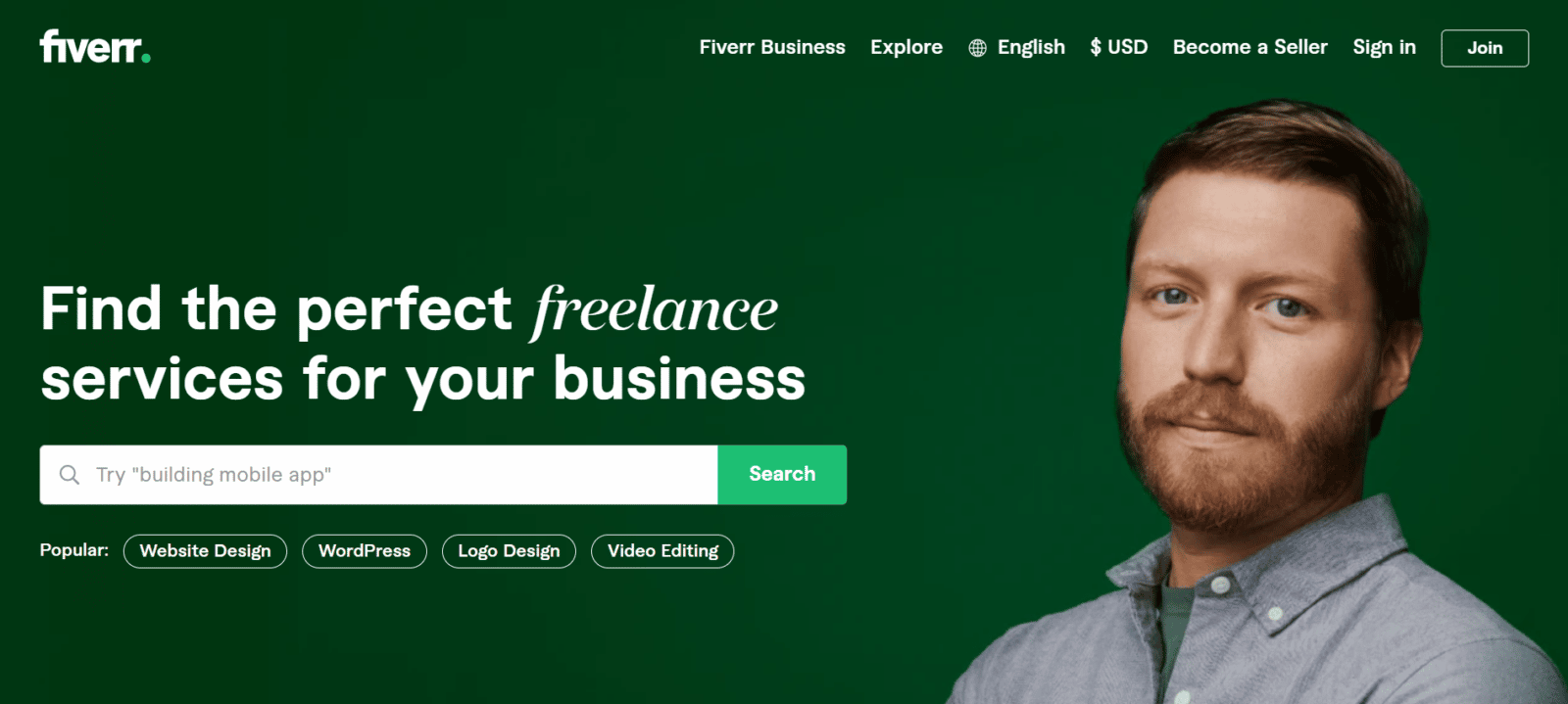 Fiverr homepage