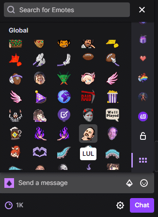 Lul emote on Twitch chat