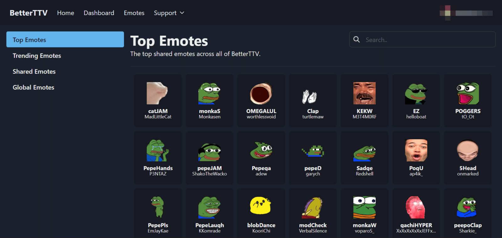 bttv top emotes