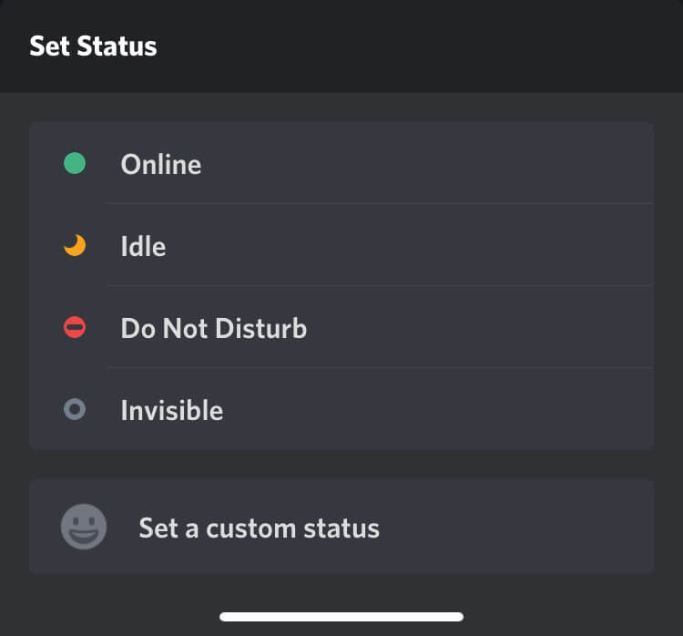 Discord mobile status invisible online