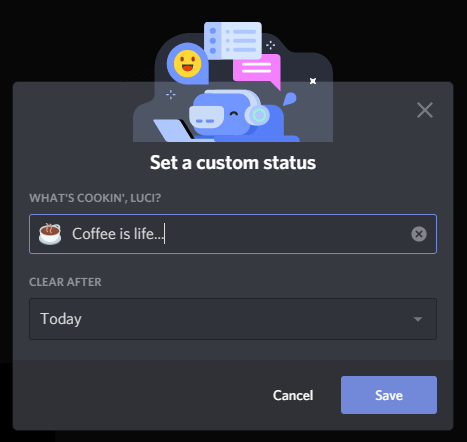Discord set custom status