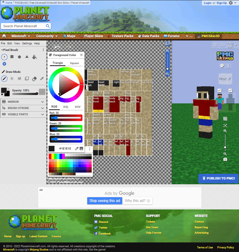 PlanetMinecraft on X: Have you noticed the new features on PMCSkin3D? The  recent update includes 2D AND Hybrid modes for editing texture directly,  and a new mirror mode for drawing through the