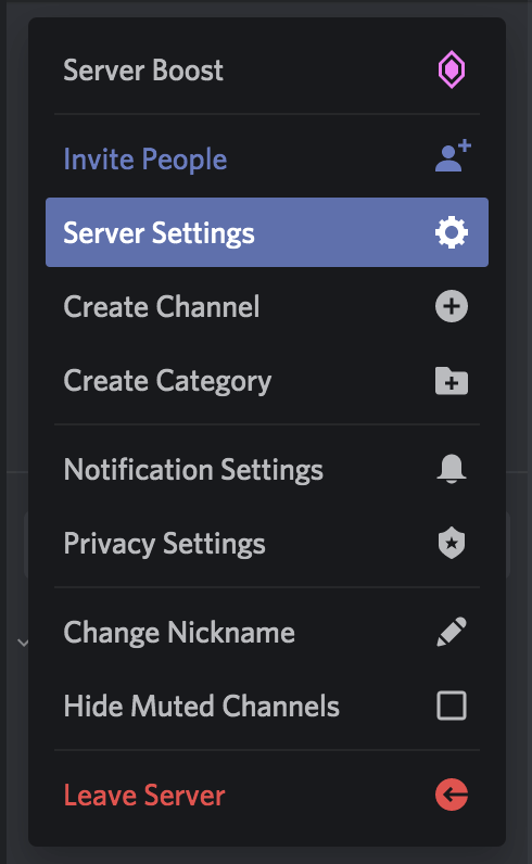 server settings