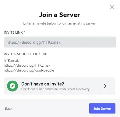 input a server link