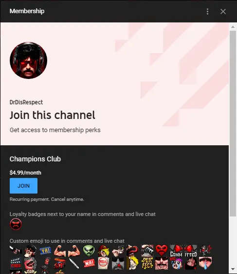 youtube dr disrespect membership join