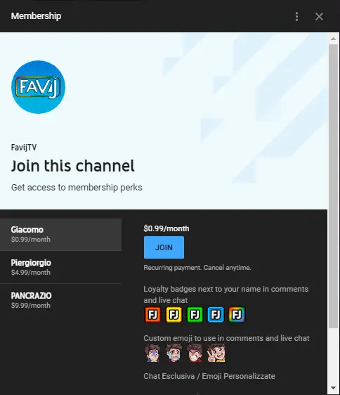 youtube member live signup