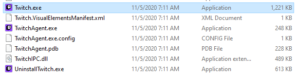 Twitch files from Twitch app