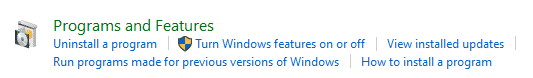 windows programs and features