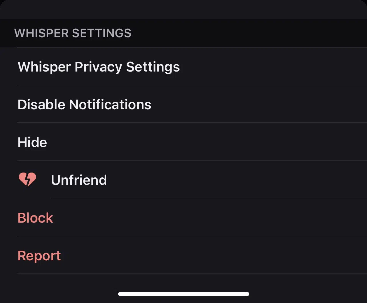 block whisper settings