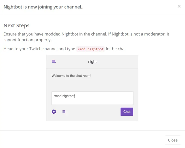 nightbot is joining your channel