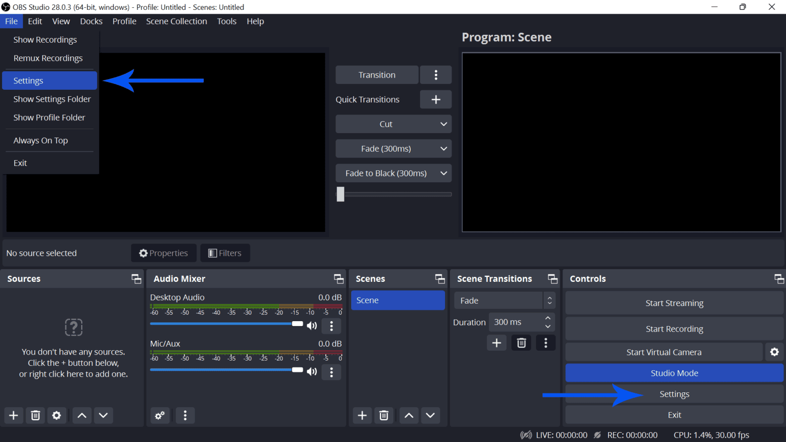 Obs setting