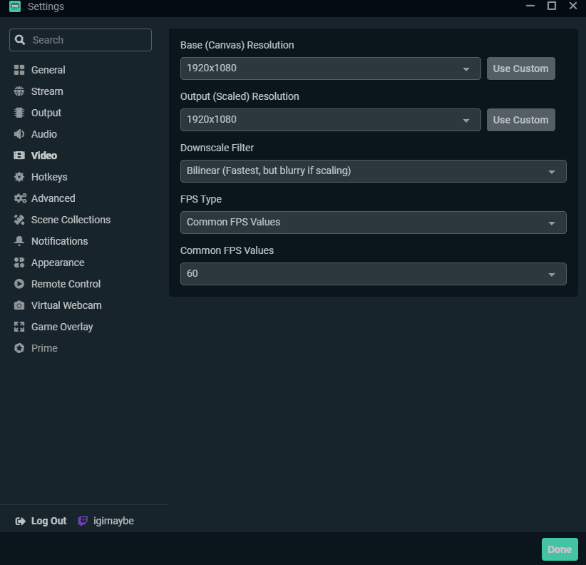 slobs settings tab