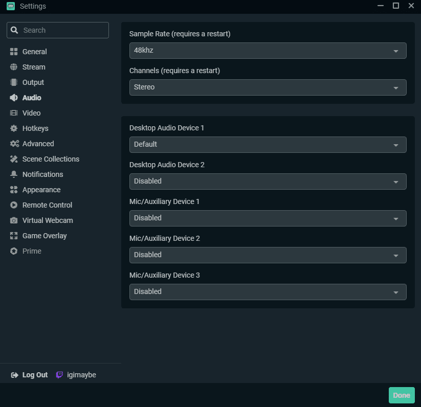 streamlabs audio tab