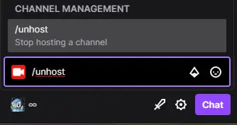 twitch channel management /unhost