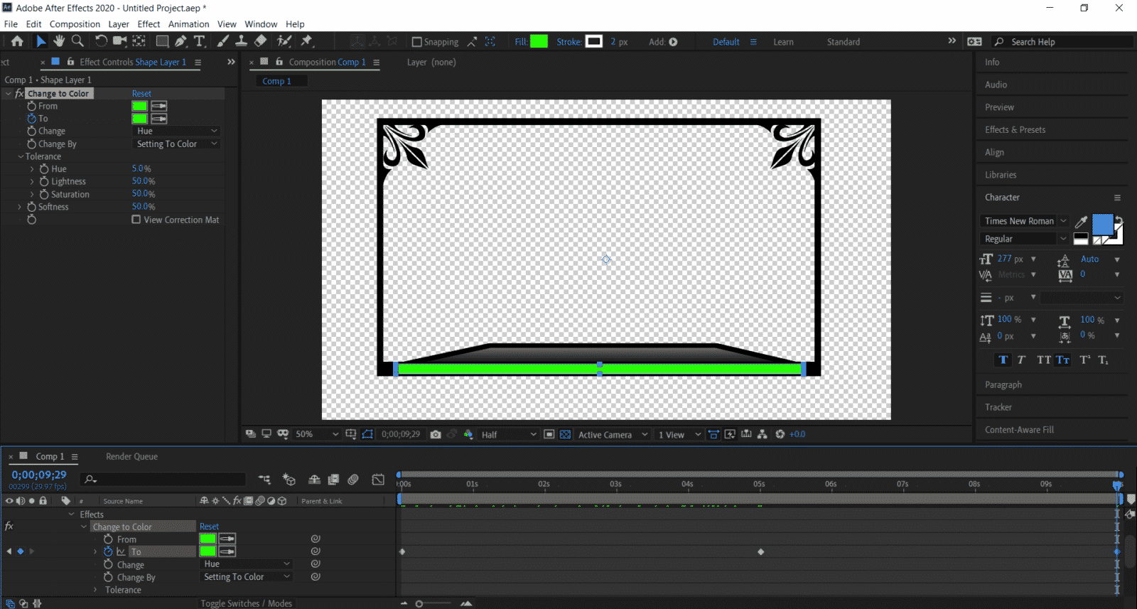 animated overlay comp 1 shape layer 1 time adjustment