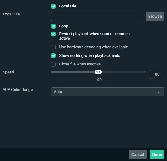 streamlabs obs local file, loop, done