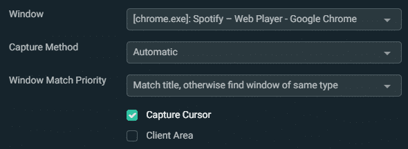 streamlabs obs window, capture cursor