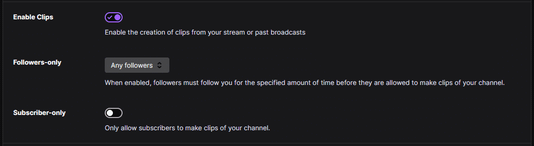 twitch enable clips