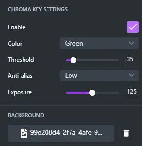 gamecaster chroma key settings