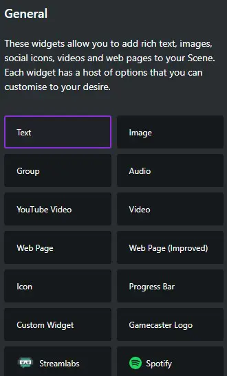 gamecaster general text