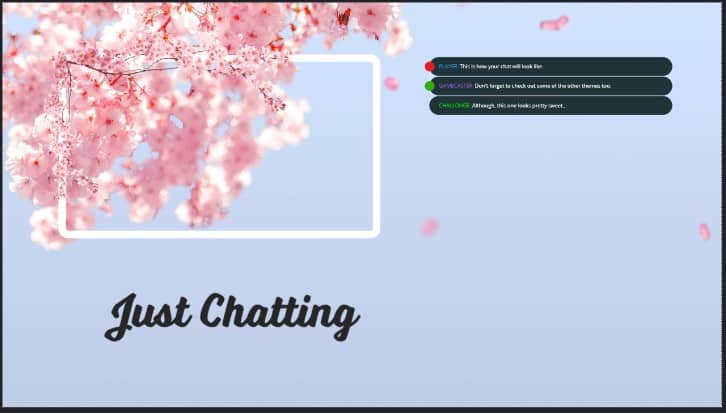 gamecaster just chatting cherry blossom background