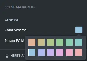 gamecaster scene properties color selection