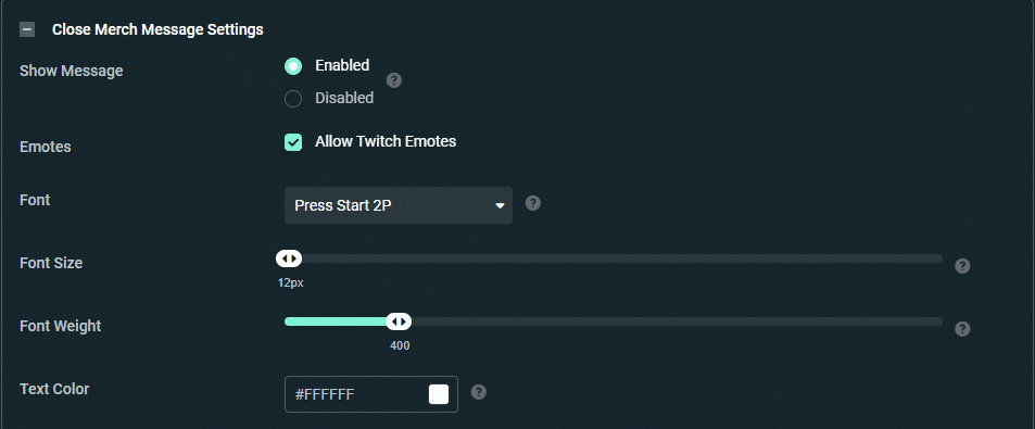 streamlabs Message settings