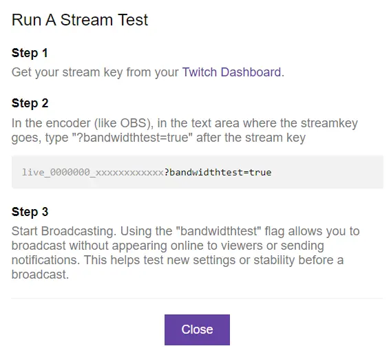 run a stream test