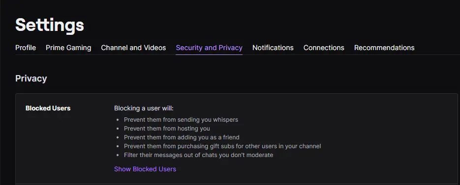 twitch security and privacy Blocked users