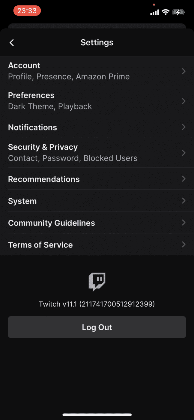 twitch settings Account phone