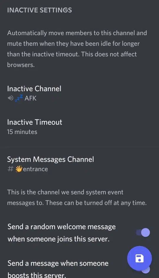AFK Channel Discord Mobile
