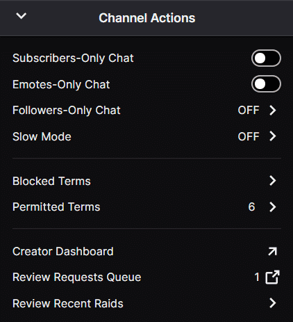 Channel actions
