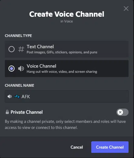 Create Voice Channel