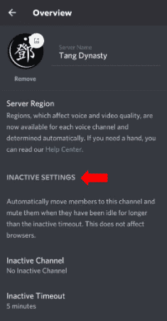 Inactive Settings Mobile
